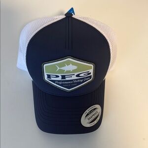 Columbia Blue and White Fish Trucker Cap